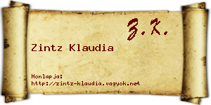 Zintz Klaudia névjegykártya